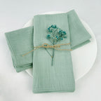 4PCS 30x45cm 100% Cotton Christmas Green Napkin Blue Reusable Wedding Party Table Decor Retro Napkins