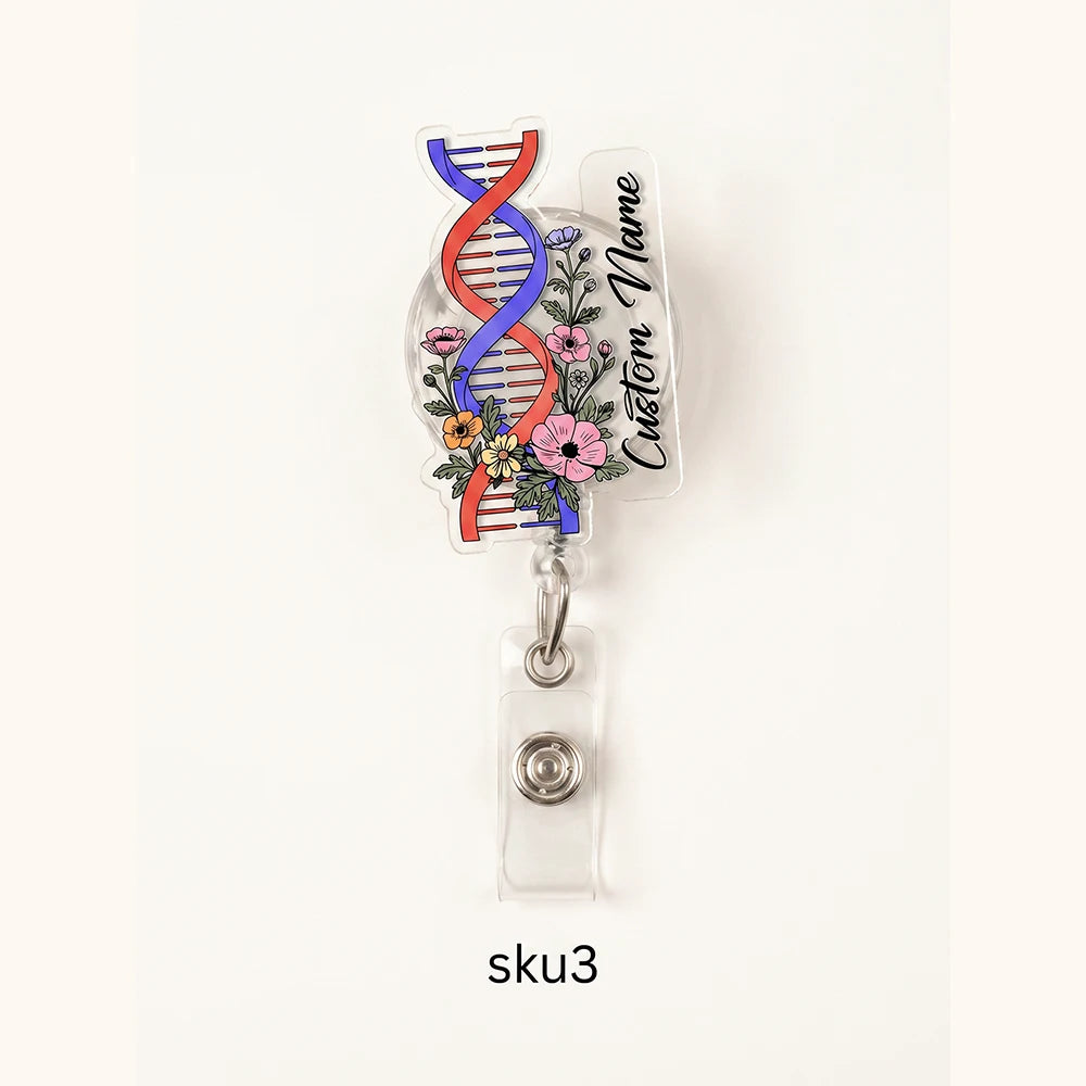 1pc Science-themed Custom Name Acrylic Retractable Badge Reels,Nurse,Scientist Personalized Gift,Work Card Clip,Teacher’s Day