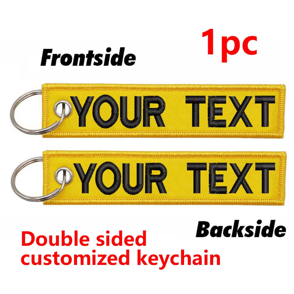 Custom Embroidered Keychain - Personalized Text Name Tag Keyring for Motorcycle, Car, Backpack, Luggage Travel Accessories