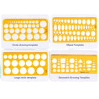 1/4Pcs Circle Template Measurement Geometry Ruler Circular Oval Drawing Template Drafting Ruler Office School Scale Drawing Tool