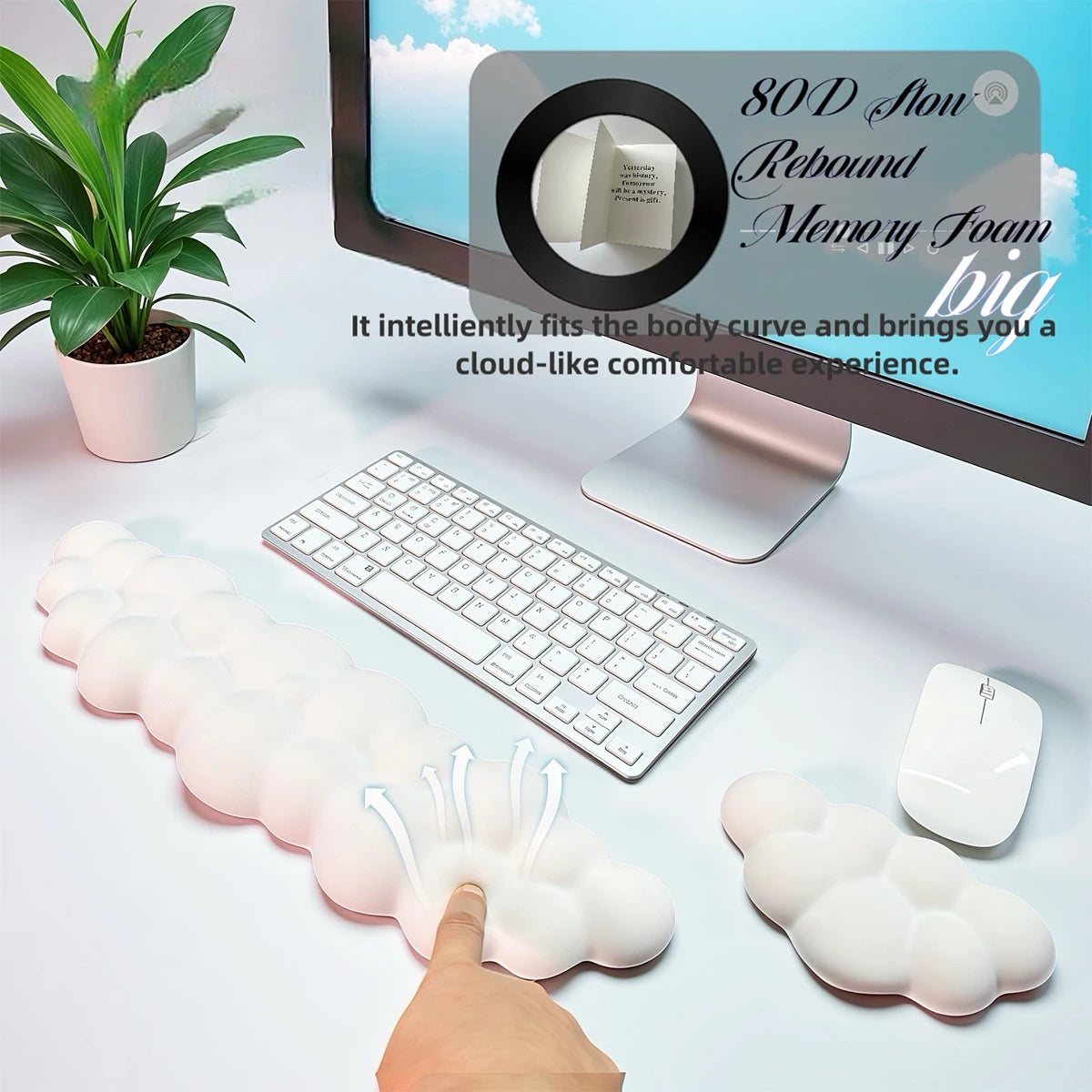 Cloud Shape Wrist Rest Pad Anti-Slip Desk Mat Memory Foam Palm Rest Ergonomic Mouse Pad Typing Wrist Rest Office Accessories