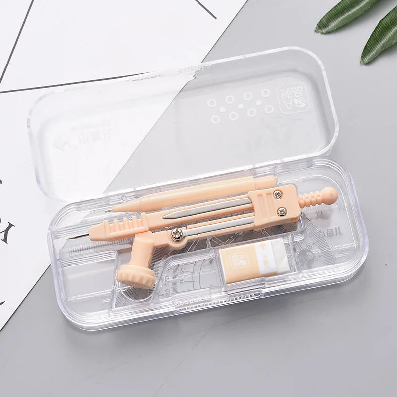 Metal Zinc Alloy Compasses Set,2B Pencil,Drawing Gauge,Removable Pencil,With Sharpener,Student Products 2218