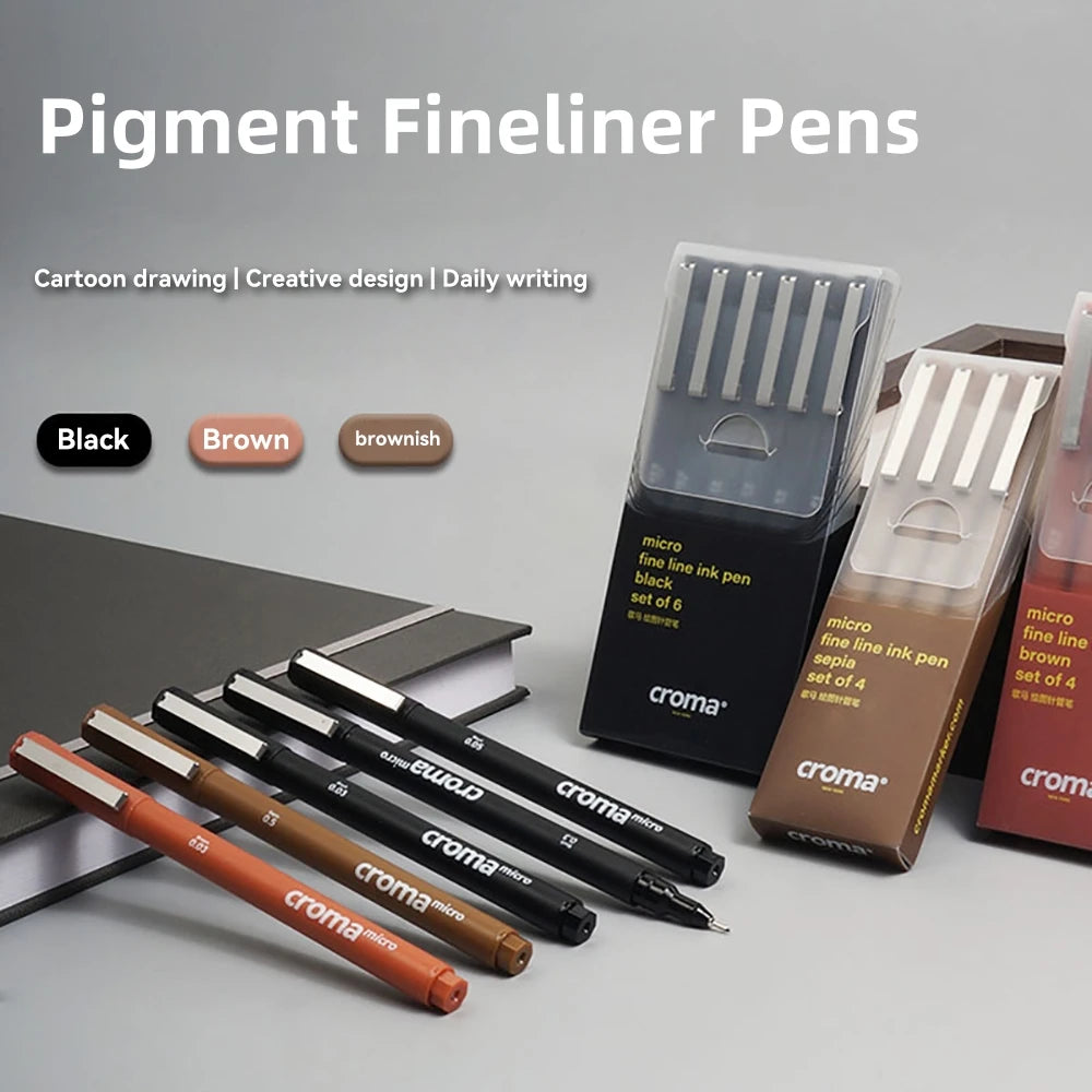 Pigment Liner Pigma Pen 0.1mm/0.03mm/0.05mm/0.5mm/1mm Different Tip Black Fineliner for Sketching Drawing Micron Ink Marker Pen