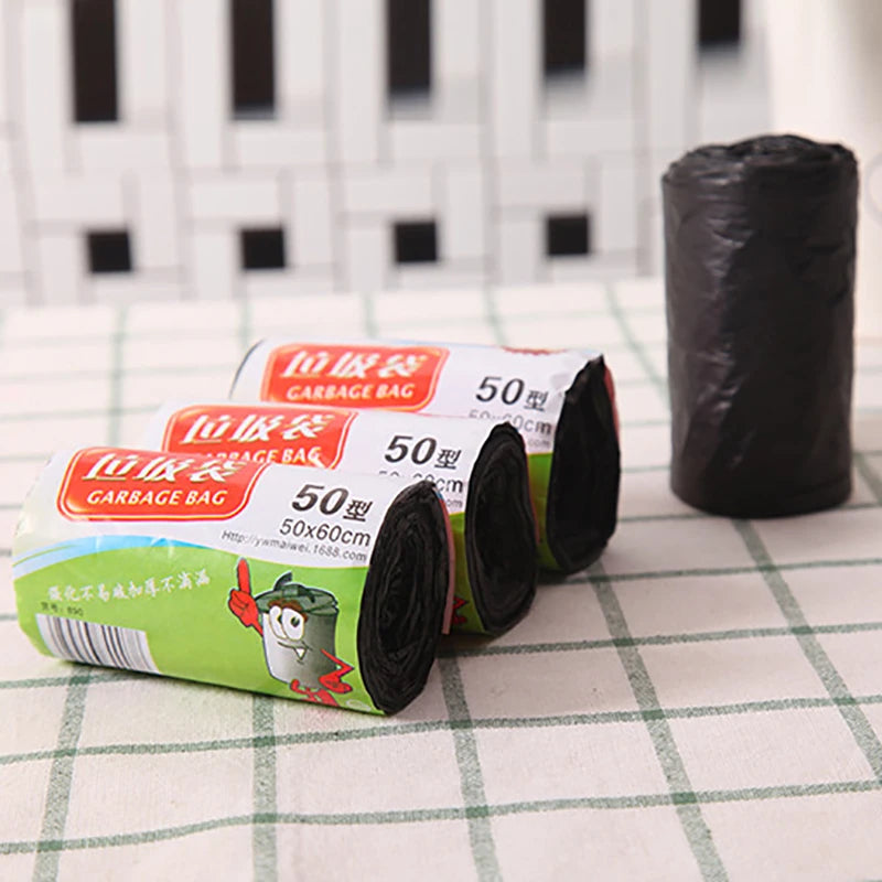 New【1Roll 50*60cm Garbage Bags Thick Convenient Environmental Plastic Trash Bags Disposable Plastic Bag Black Garbage】