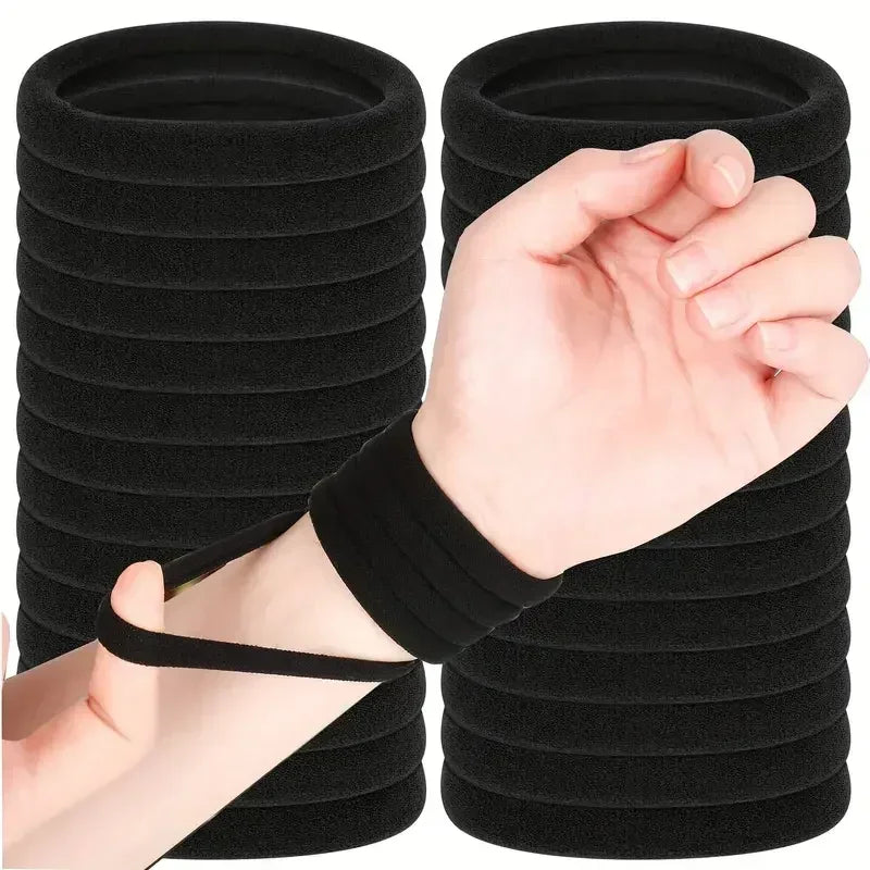 10-100pcs New Women High Elasticity Black Headband Hair Accessories Lazy Tie Hair Sturdy and Durable High Ponytail Rubber Band