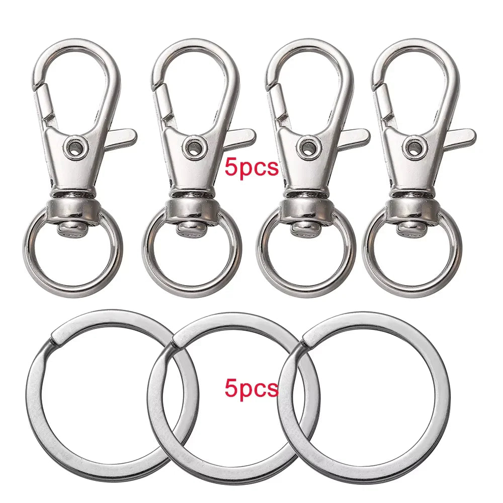 10/20Pcs Swivel Clasps Set Lanyard Snap Hooks with Key Chain Rings Keychain Clip Hooks for DIY Necklace Bracelet Chain Supplies