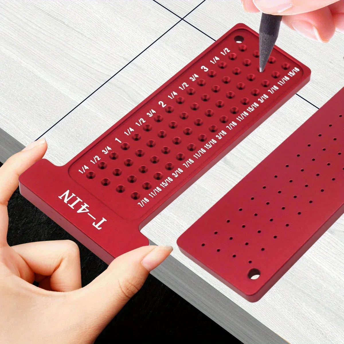 Aluminum T Square Marking Gauge Right Angle Protractor Dual Scale Woodworking Carpenter Layout Scribing Ruler