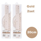 Deli 4Pcs Student Stationery Set Triangle Ruler Straight Ruler Grid Ruler Angle Measuring Tool Aluminum Alloy Material
