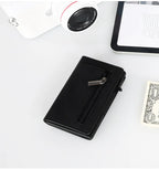 RFID Blocking Pop-up Minimalist Wallet for Men, Luxury Magnetic Leather Credit Card Holder, Unisex Slim Bank Cardholder Purse