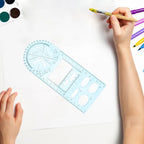 Students Plastic Drawing Rulers Set Multifunctional Geometric Drafting Templates for School Mathematics Drawing Tools