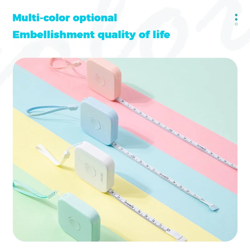 Deli 2-Meter Soft Tape Measure Flexible Telescopic Self-Locking Ruler Customized Centimeter Inch Portable for Human Sewing