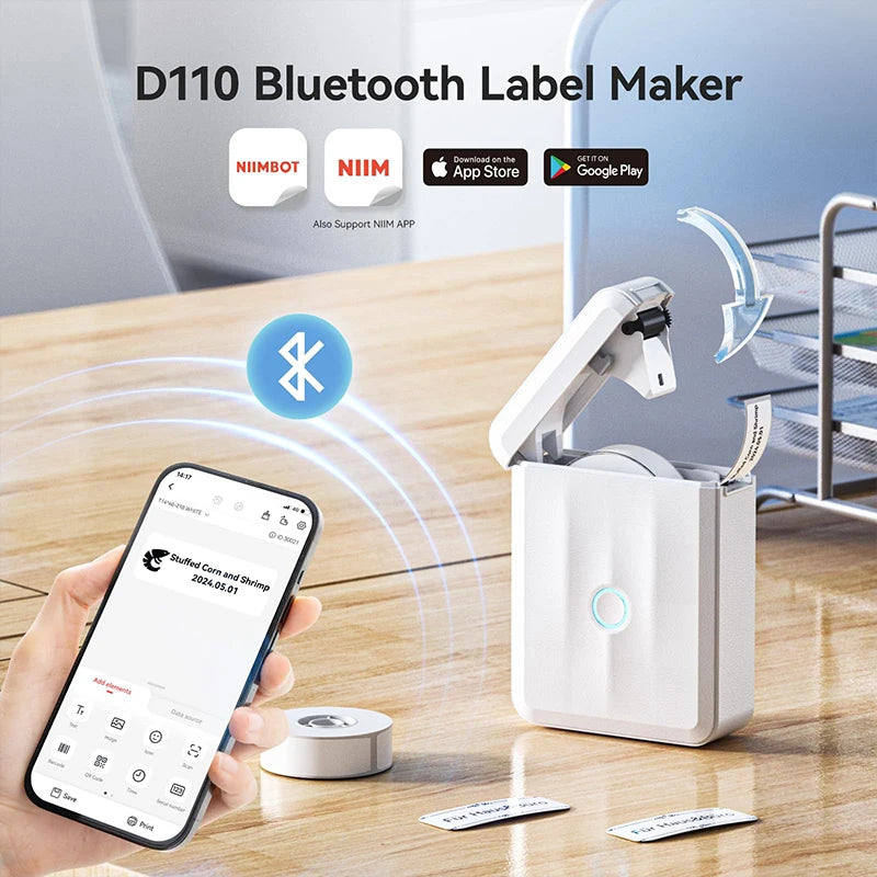 Niimbot D110 Wireless Mini Portable Printer Smart Label Printer Mobile Phone For Thermal Adhesive Sticker Labeling Maker Machine