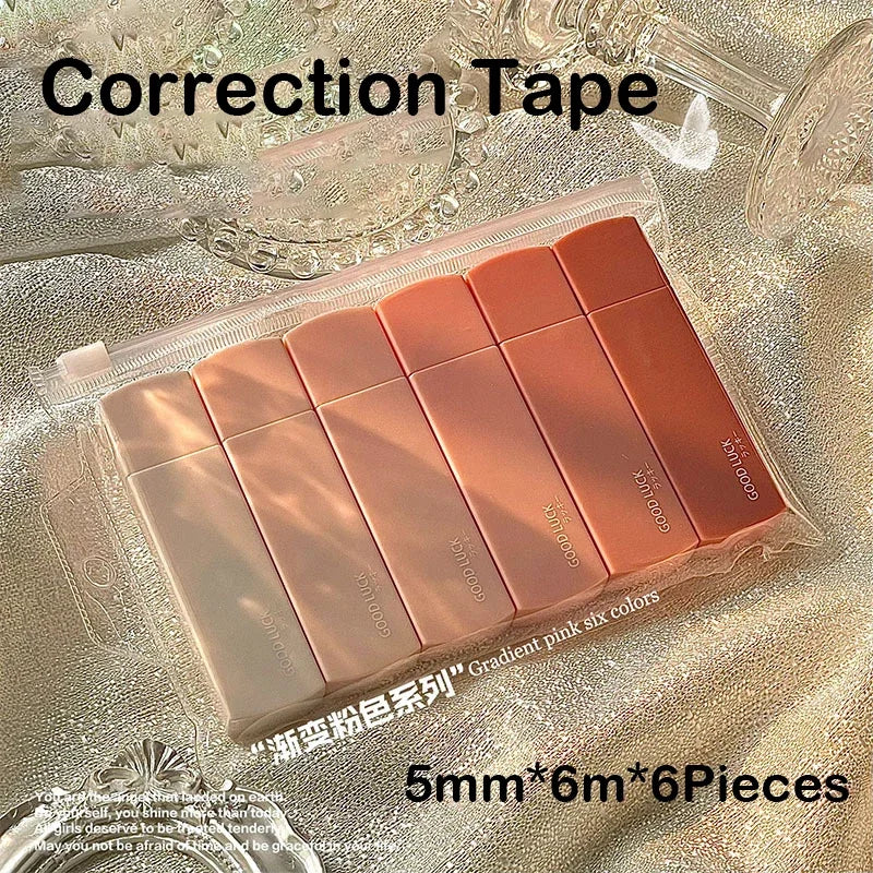 Journamm 6pcs/pack 5mm*6m Cute Correction Tape Student Error Eraser Tape Pen-type School Office Supplies Creative Stationery