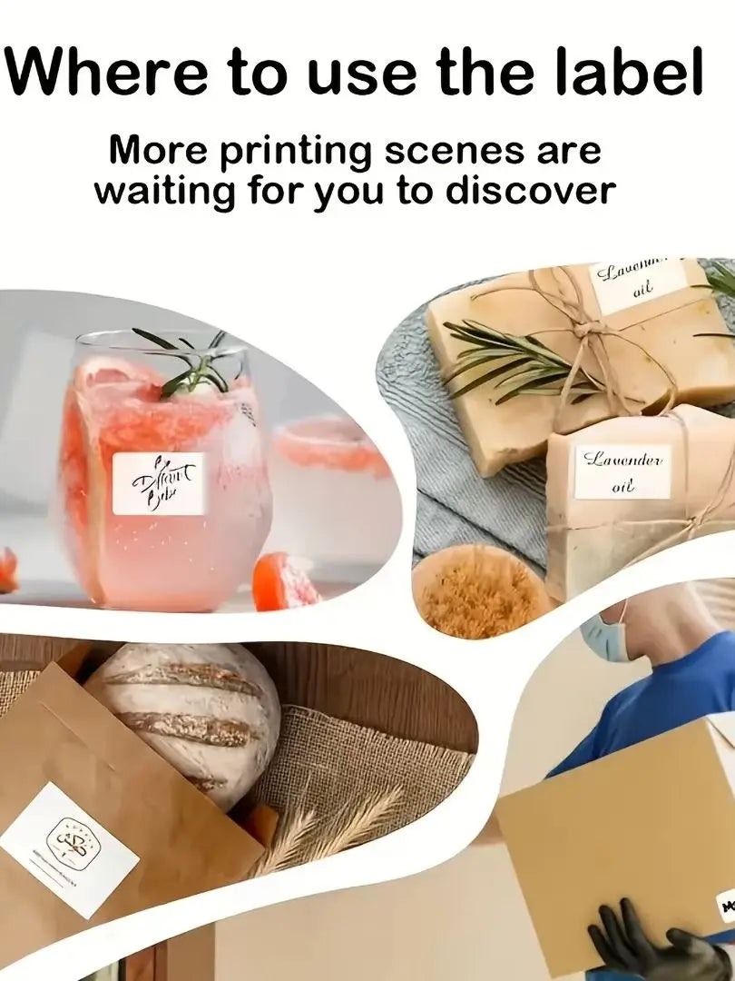 10 Rolls 50x30mm White Self-Adhesive Thermal Labels for Portable Handheld Printers Barcode Shipping Address Stickers Easy Clean