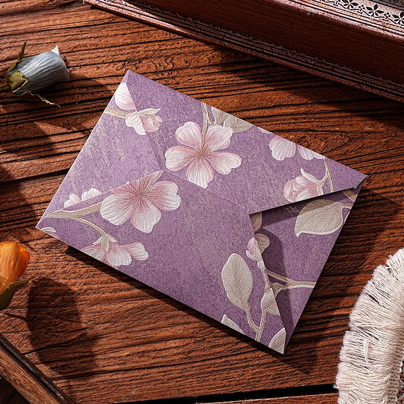 10pcs Oriental Yunjin Brocade Vintage Embossed Letter Envelope Elegant Envelope for Invitation Complete Luxury Set for Weddings