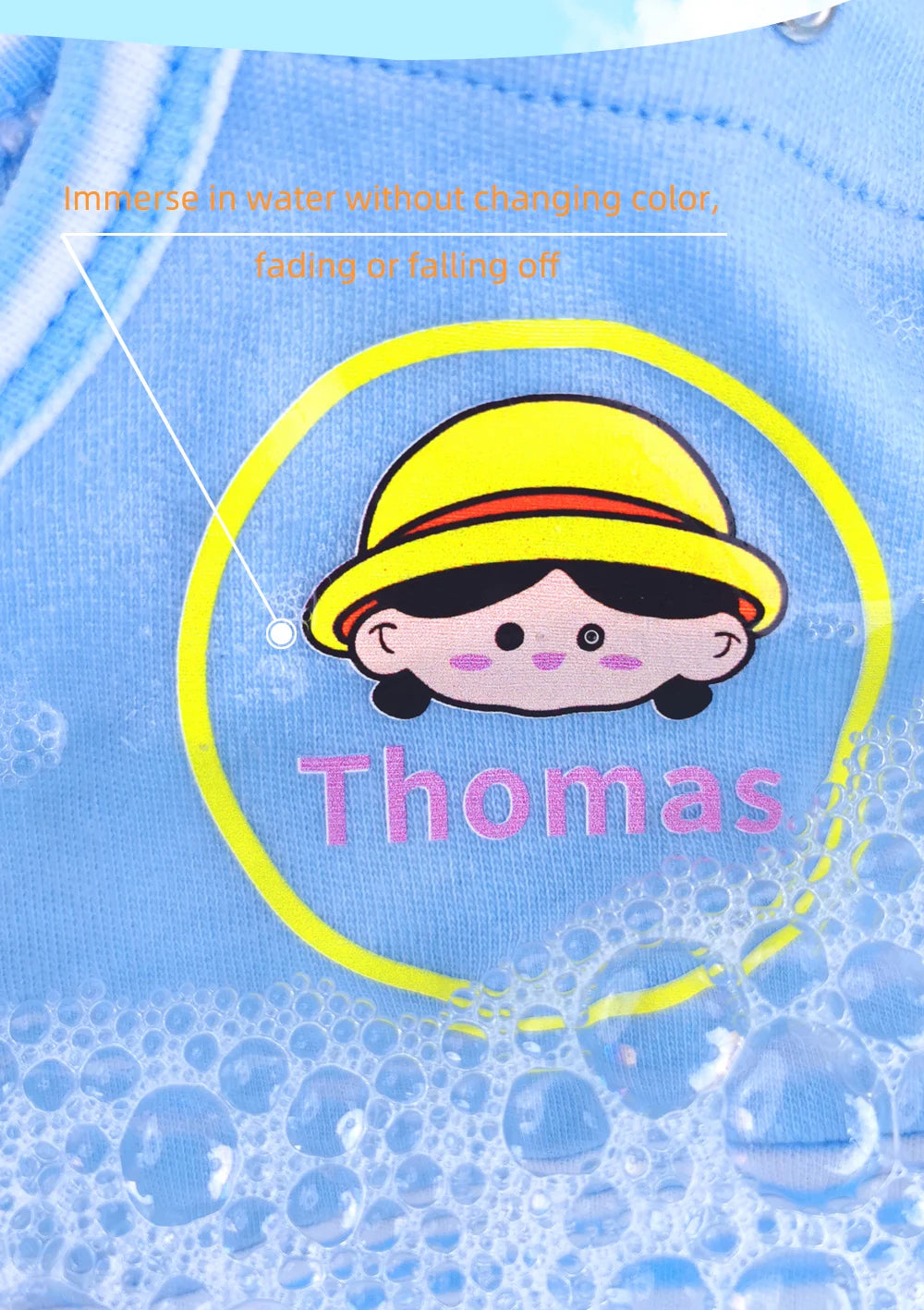 Custom Clothes Ironing Name Sticker Personalized Washable Stickers  Heat Transfer Labels on Fabric Clothing Babysuit Tags