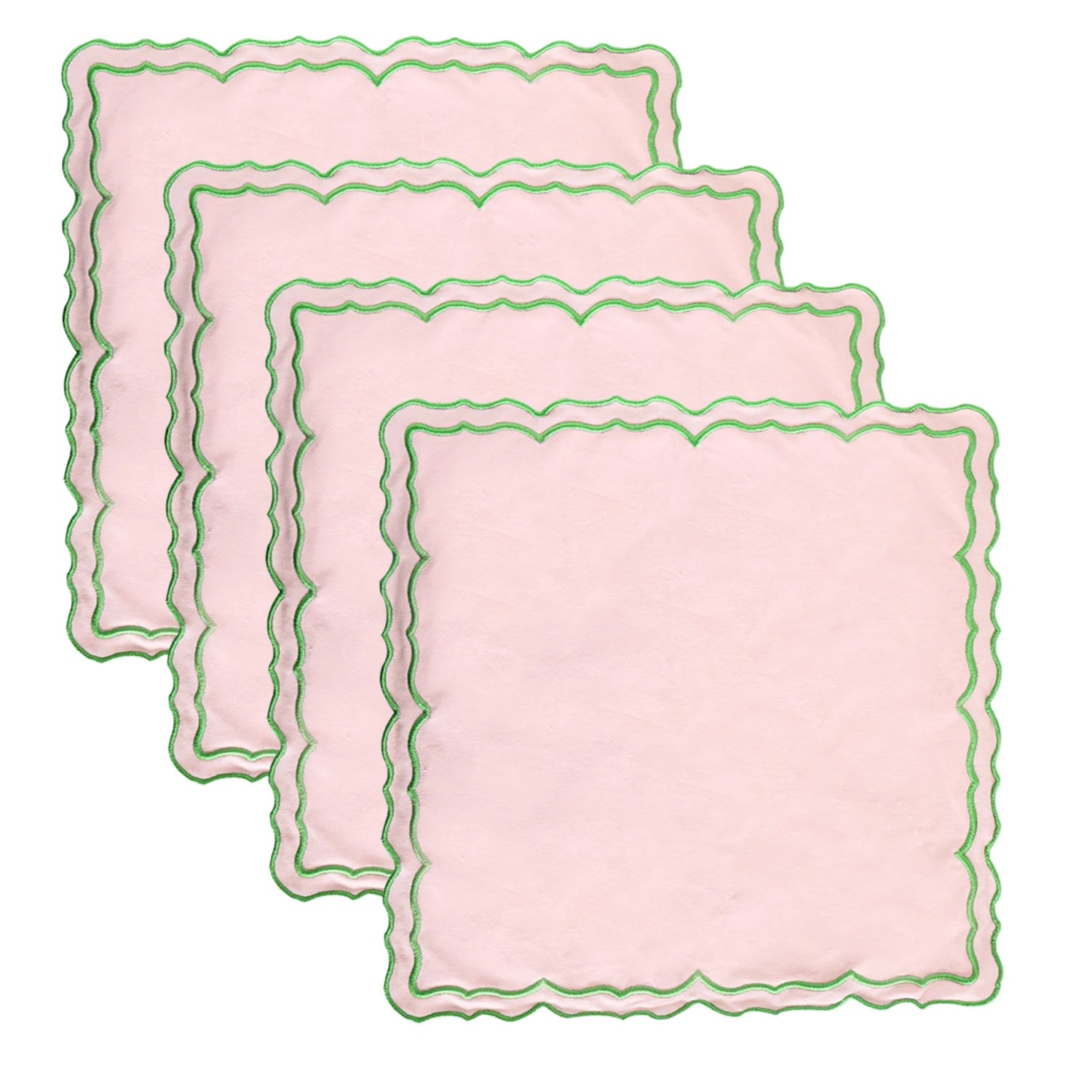 Lotus Shaped Embroidered Edge Napkins 4pcs/set Thickened Pure Cotton Breathable Placemats for Weddings Christmas Daily Party