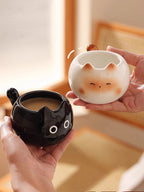 1Pc Siamese Cat Coffee Cup, Creative Cute Kitten Mug, High-Quality Exquisite Cup, Suitable for Coffee Shop Latte Art, Office, Living Room, Home, Bedroom Drinking Cup, Afternoon Tea Flower Tea Black Tea Cup, Gift