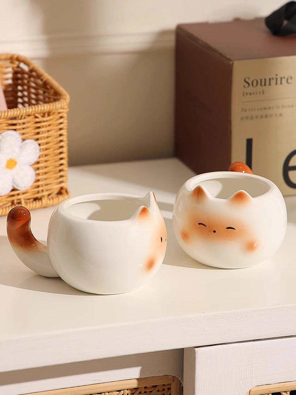1Pc Siamese Cat Coffee Cup, Creative Cute Kitten Mug, High-Quality Exquisite Cup, Suitable for Coffee Shop Latte Art, Office, Living Room, Home, Bedroom Drinking Cup, Afternoon Tea Flower Tea Black Tea Cup, Gift