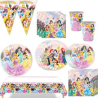 Princess Party Supplies Birthday Disposable Tableware Set  Tablecloth Paper  Plate Napkin for Kid Girl Birthday Supplies
