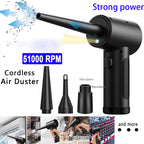 Electric Wireless Air Duster Compressed Air Blower Gun 51000RPM Type-C Air Duster For Computer Keyboard PC Clean Gadget Blower