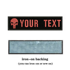 Skull Logo 10X2.5cm Embroidery Custom Name Text Patch Stripes Badge Iron On Or  Patches