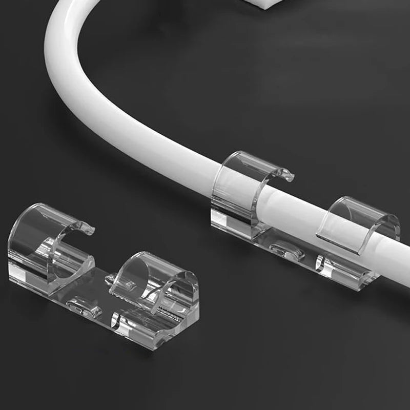 20/100pcs Cable Organizer Clips Cord Holder Transparent Management Wire Manager Home Office USB Data Line Winder Hooks Protector
