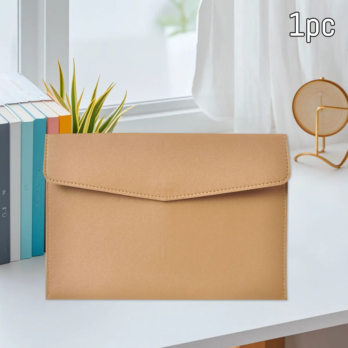 WQN-1PC PU Leather Document Bag A5, Wear-Resistant, Large Capacity, Waterproof, Suitable for Office and School Document Storage