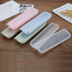 Portable Travel Tableware Storage Box with Transparent Cover Utensil Organizer for Outdoor School Home Dinnerware Kit