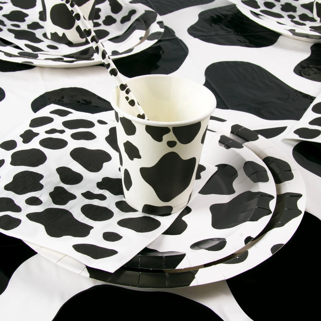 Cow Party Themed Disposable Tableware Set Paper Plates and Cow Napkins for Kids Cow Themed Birthday Party Decorations