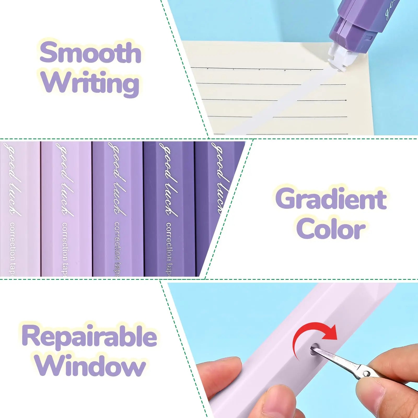 5pcs/box Pen Shaped Correction Tapes Double Sided Adhesive Tape Aesthetic Correction Tape for School Office Supplies