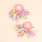2Pcs Trendy Firework Hair Ties Rainbow Curly Ribbon Elastic Rubber Bands For Girls Kids Cute Hair Ropes Daily Hair Accessories