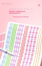 Kawaii Flowers Line Shaped Highlighter Pens, Roller Tip, Curve Liner, Marker for Writing, Journaling,Drawing Stationery, 6Pc Set