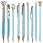 3-9pcs Rose Golden Metal Ballpoint Pen Set, Pearl Quicksand Crown, Love Artificial Diamond,School&Office Supply Gifts,Weddings
