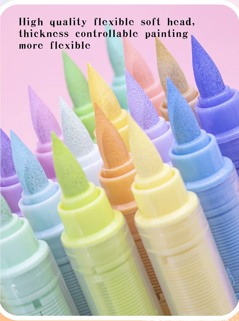 GuangNa 12-72 Colors Soft Brush Acrylic Marker Pen Set,Skin Tone, Macaron color,DIY Hand Drawn,Paint Art Markers pens,GN.8201F/M