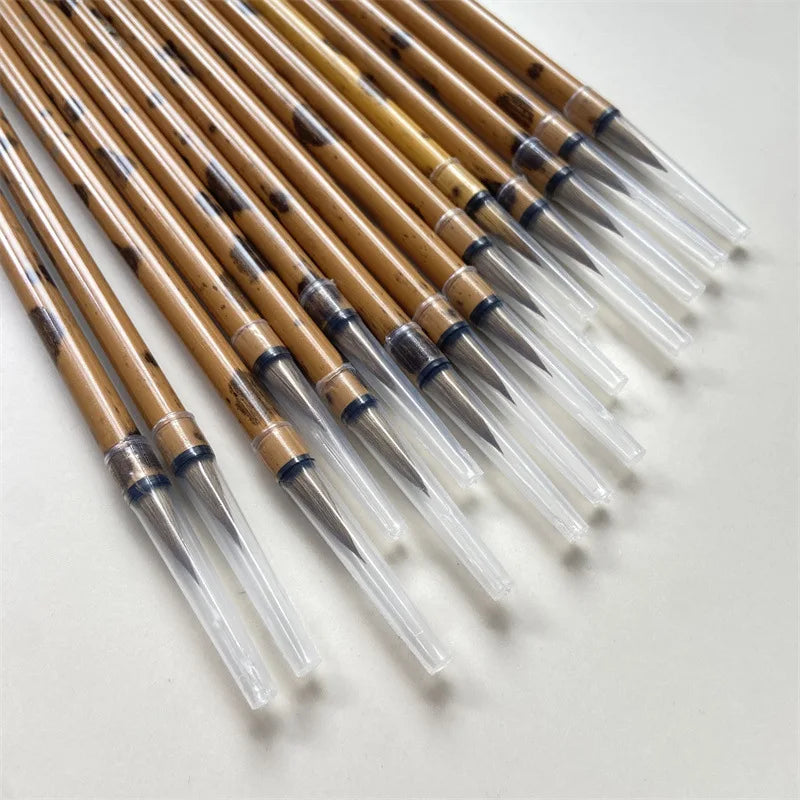 10 Pcs Weasel Hair Calligraphy Brush Pen Metal Holder Chinese Painting Brush Wholesale of Xiaokai Regular Script Writing Brush