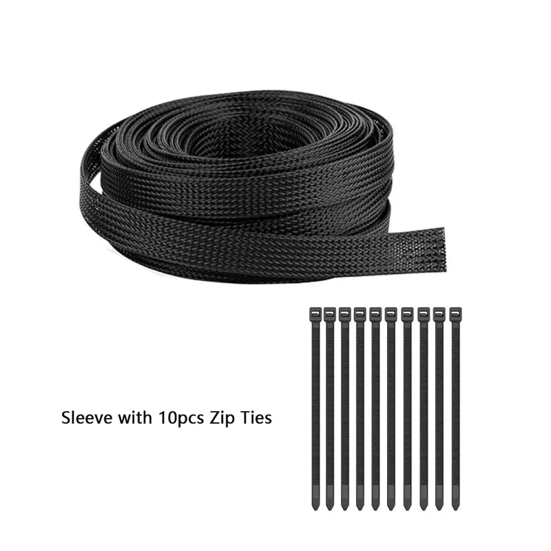 Braided Wire Loom PET Cable Loom Expandable Braided Sleeving Wire Sleeve for TV Computer Home Theater Cable Sleeve 3M/10M