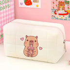 Cute Capybara 1pc pink blue Pillow Design Cosmetic Bag Pencil Case Pen Pouch Large-capacity Student Storage Pencil Case gift