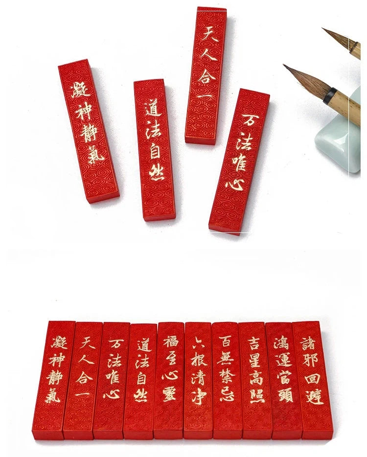 Cinnabar InkStick Handmade Chinese Sumi Solid Ink Stick for Calligraphy and Chinese Traditional Painting Ink Stick Stone Tools