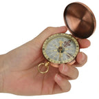 Brass Material Portable Pocket Compass Copper Gold Color Outdoor Compass Retro Style Luminous Display Camping Compass