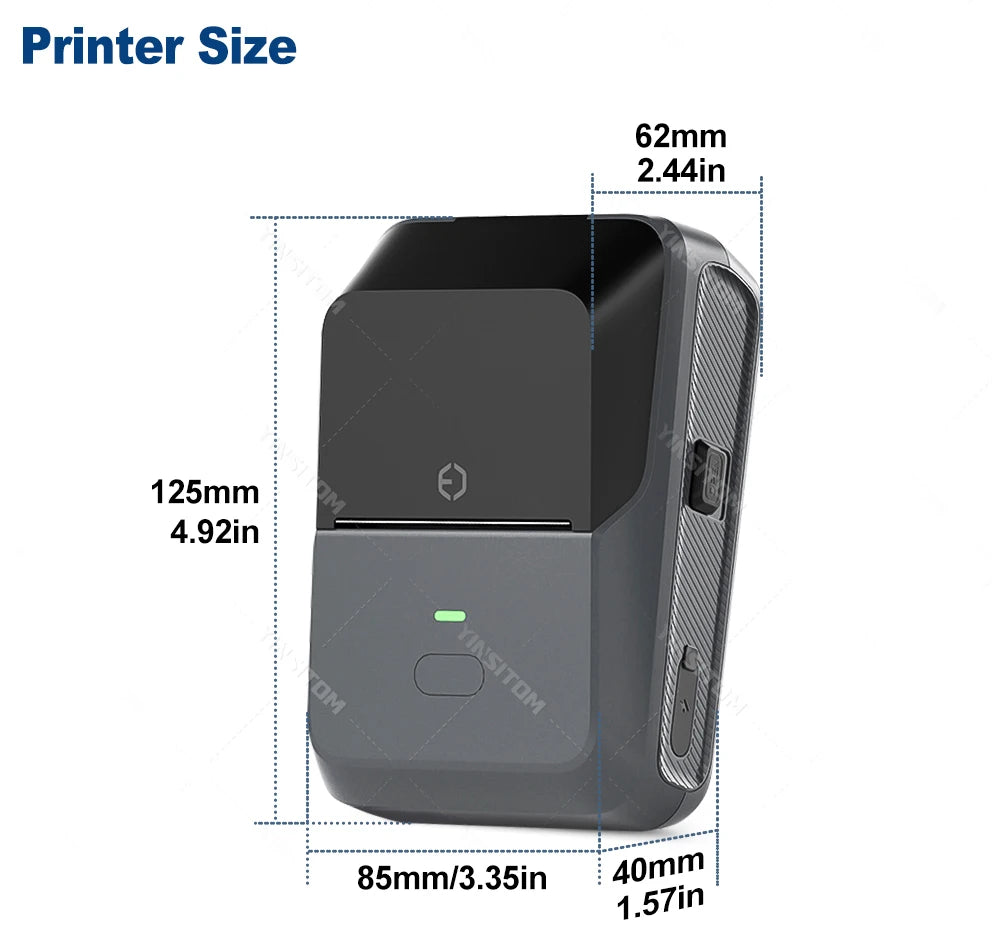 YINSITOM 20-50mm Mini Portable Thermal Printer Bluetooth Barcode Hand Multifunctional Price Label Sticker Maker Android / iOS