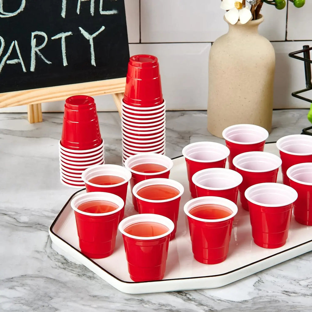 50PCS 3 Sizes Plastic Party Red Cups for Drinks, Soda Punch Barbecue Cola or Water Disposable Cup of Birthday Wedding Party