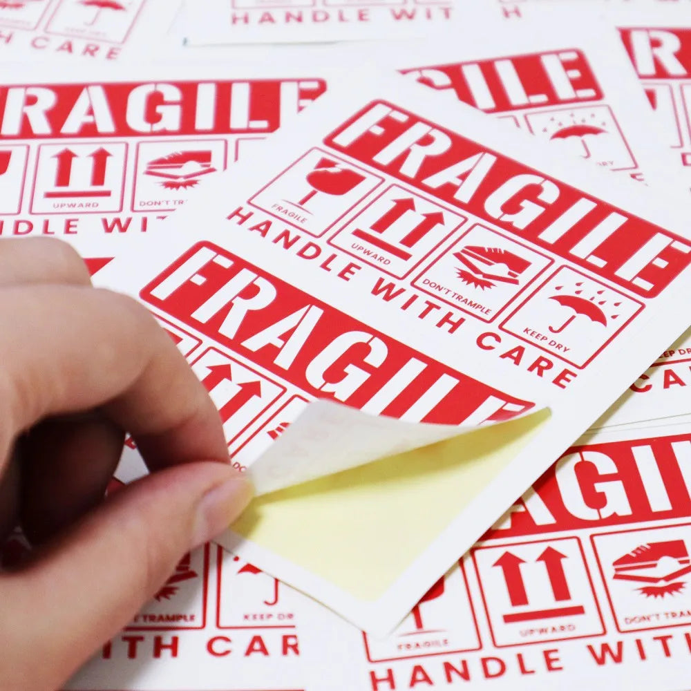 10-50pcs Fragile Handle With Care Warning Stickers Self Sealing Adhensive Business Don't Fall Express Shipping Thank You Labels