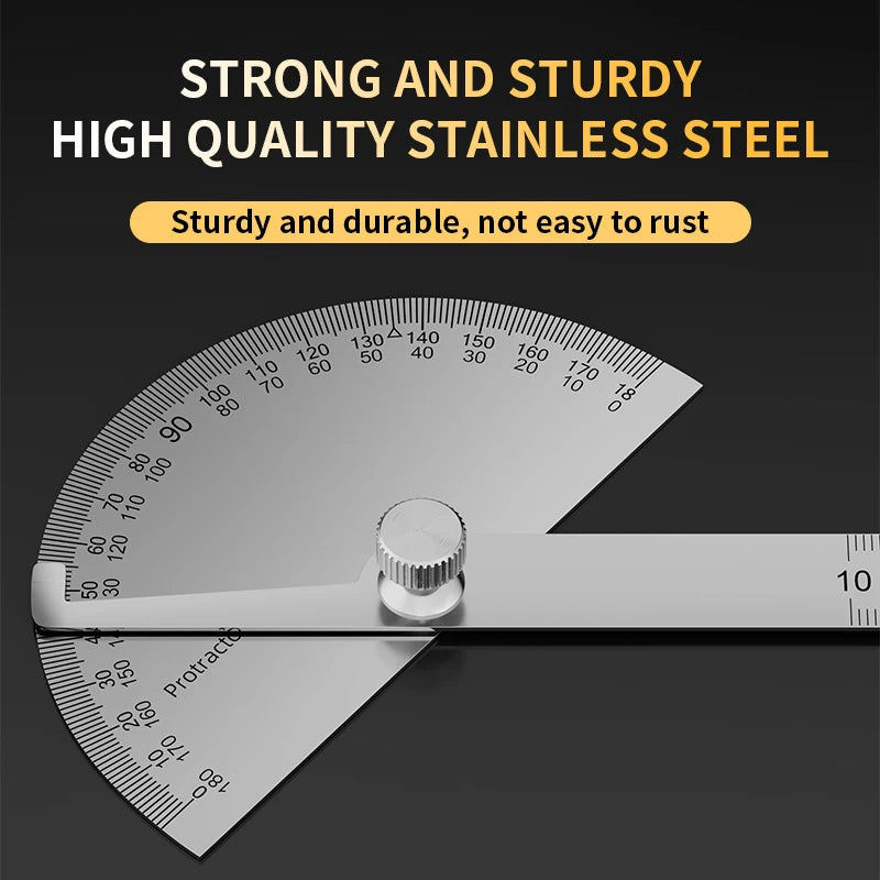 LUXIANZI Stainless Steel Protractor Angle Ruler 180 Degree Guage Woodworking Carpentry Tool Measuring Angle Meter Goniometer