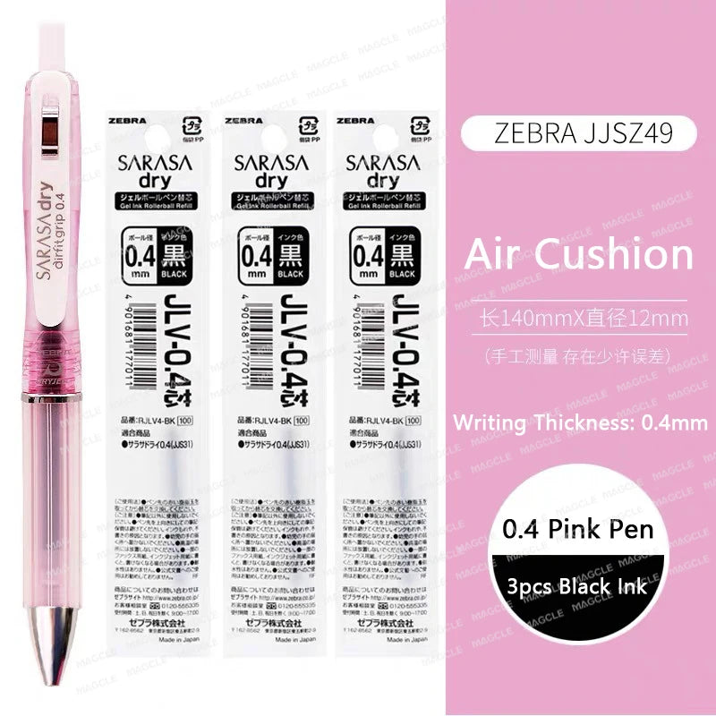 ZEBRA SARASA Dry airfitgrip Gel Pen 0.5/0.4mm Black Core Quick-Drying Smooth Writing Stylos boligrafo gel Stationery for school