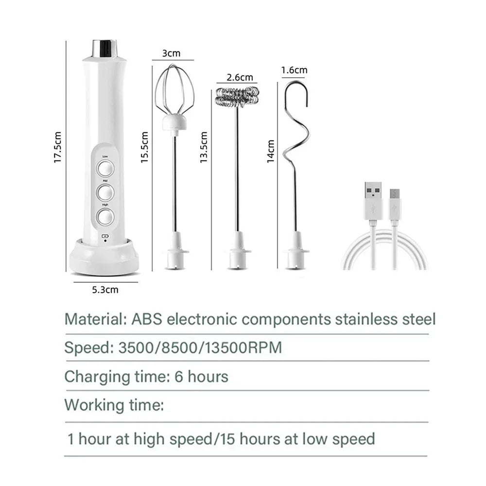 Handheld Electric Milk Frother USB Wireless Egg Beater Kitchen Mixer Coffee Whisk Blender Tool for Home Use
