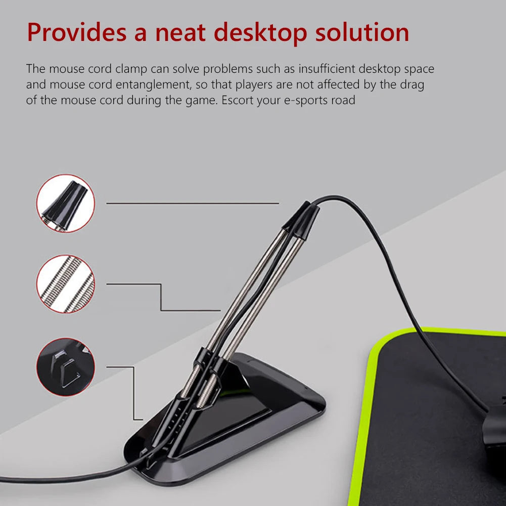 Mouse Cable Holder Computer PC Mouse Bungee Cord Clip Wire Line Organizer Management Gaming Flexible Wired Mice Fixed Holder