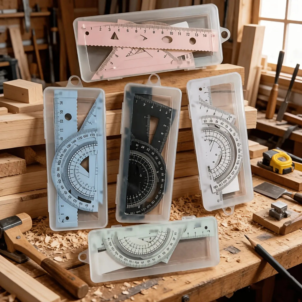 Multi functional geometric ruler set, protractor, triangle ruler, ruler, manual measurement and drawing tool
