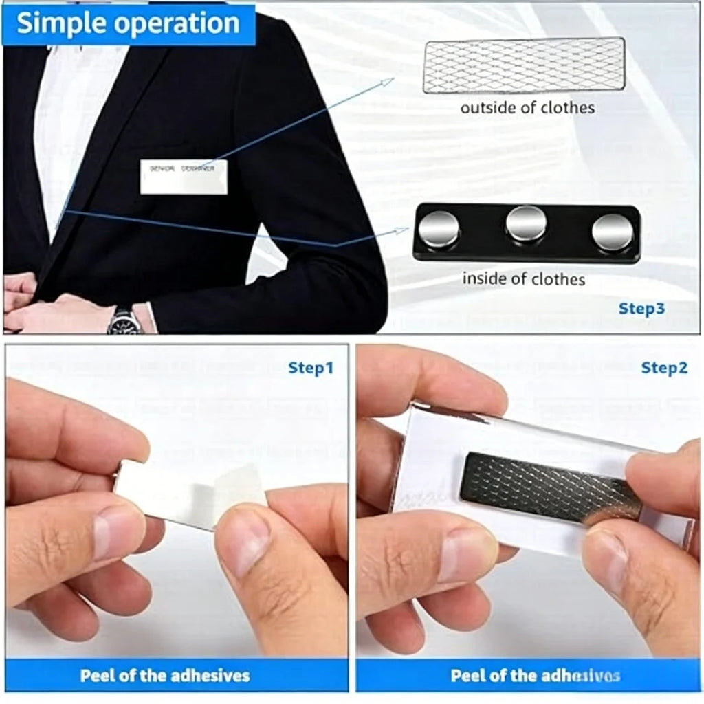 Personalized Name Tags Free Design No MOQ Rectangle Metal Engraved Nameplate Custom Logo Staff Employee ID Name Badge
