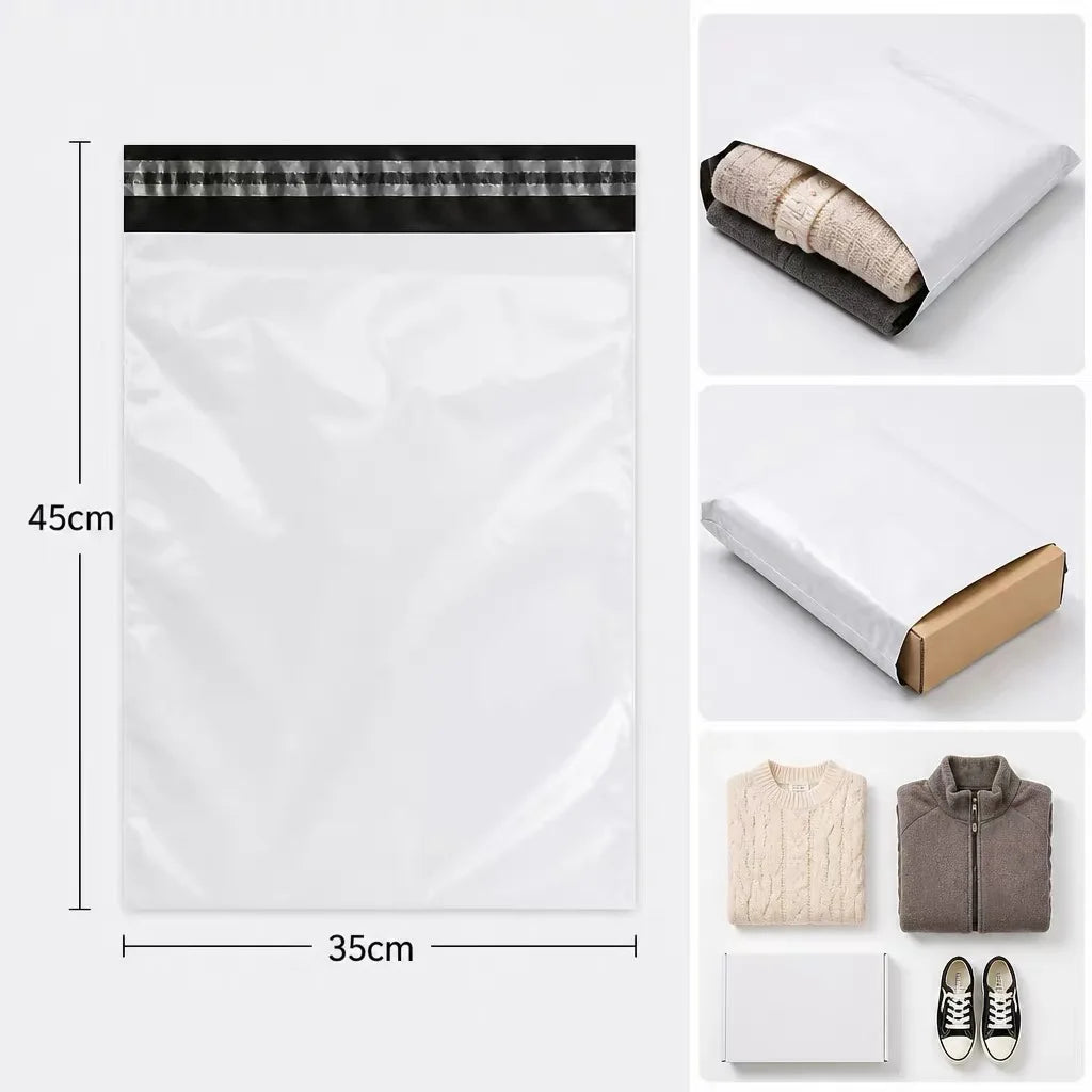 50Pcs White Courier Mailer Bags Packaging Poly Package Plastic Self-Adhesive Mailing Express Bag Envelope Postal Pouch Mailing